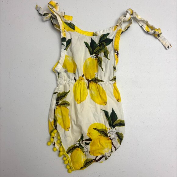 Riley’s Closet by Helena Lemon Print Pom Pom Baby Romper – Size 6-12M - Picture 6 of 7